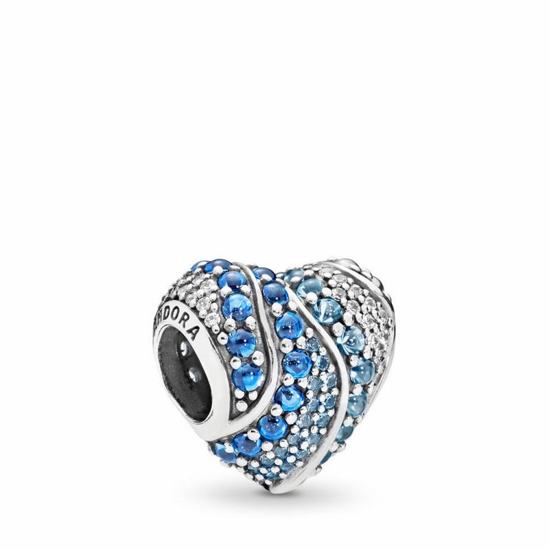 Pandora Australia Aqua Heart Charm - Sterling Silver | FKSYZH526